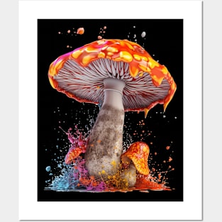 Mushroom Neon Psychedelic Shroom Art Posters and Art